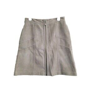 ALD Women's Size 40 Lafayette 148 Italian Leather Suede Exposed Zip Mini Skirt